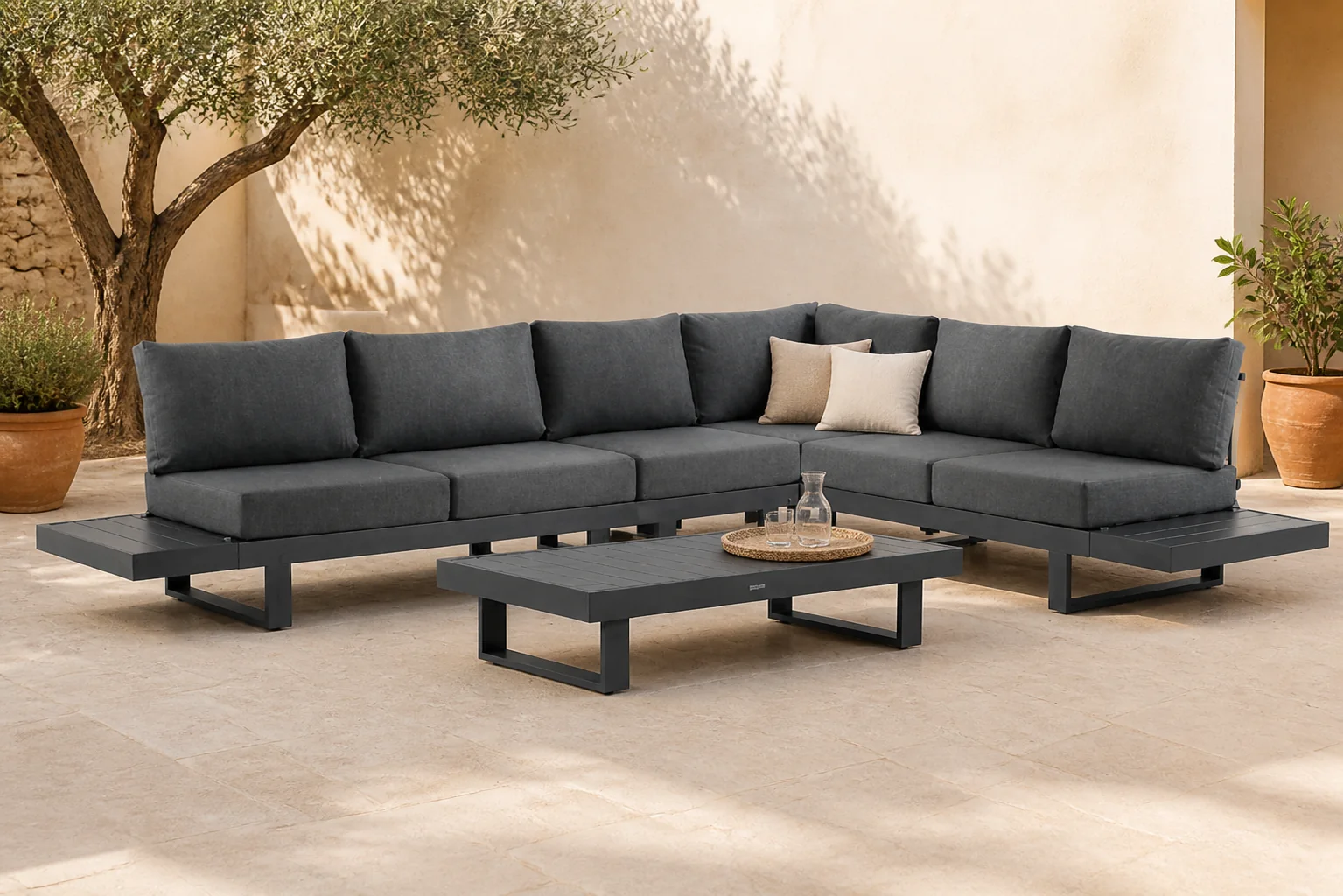 Sfeerfoto van Lifestyle Garden Furniture Lorenzo hoek loungeset 7-delig – Grijs-antraciet
