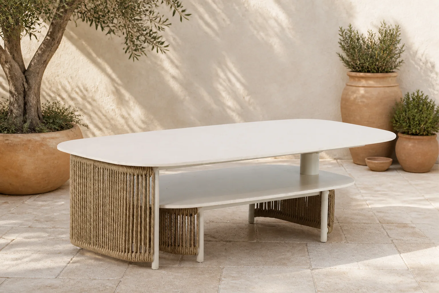 Sfeerfoto van Coco Colorado lounge tafelset 2-delig – Taupe-naturel-bruin