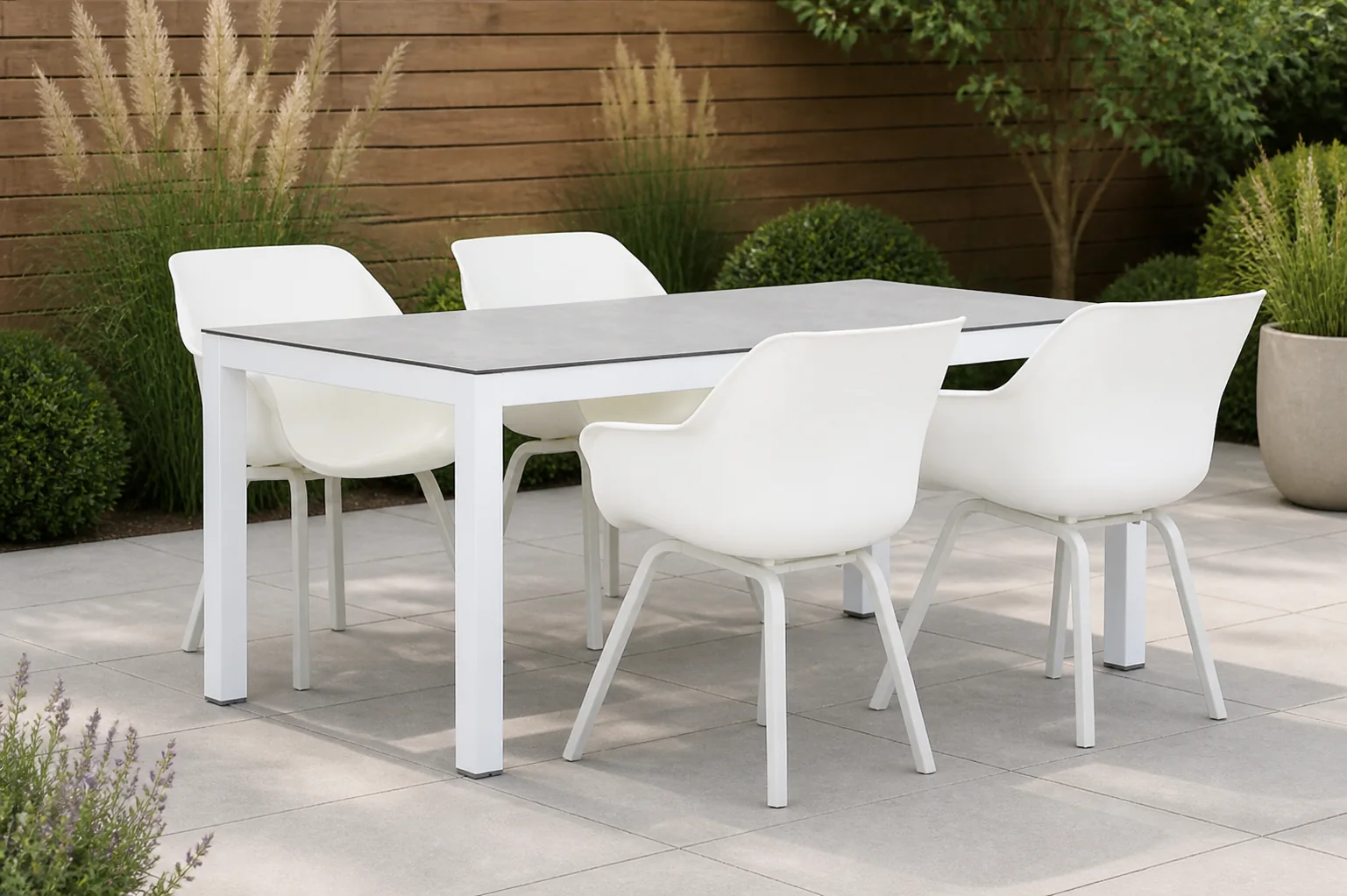 Sfeerfoto van Hartman Sophie element/Margao 180 cm dining tuinset 5-delig – Wit