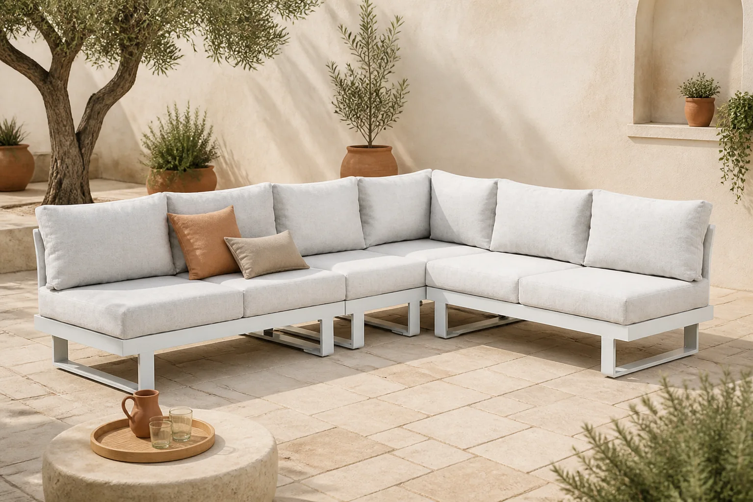 Sfeerfoto van Lifestyle Garden Furniture Lorenzo hoek loungeset 4-delig – Wit
