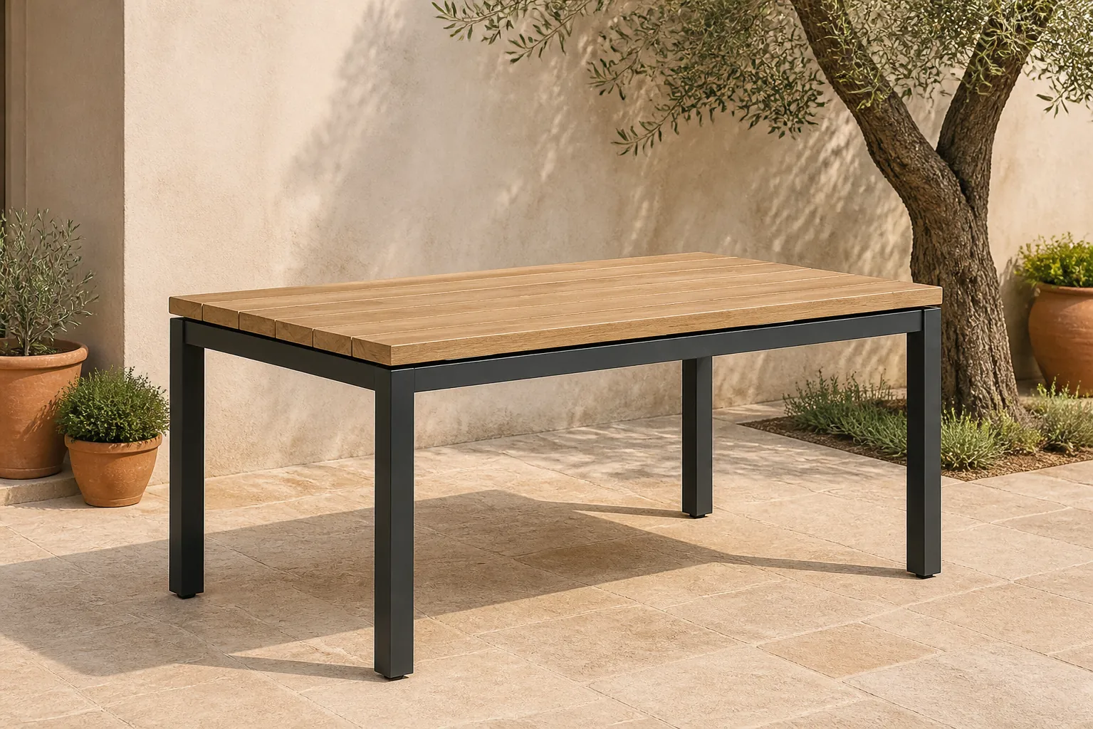 Sfeerfoto van Lifestyle Garden Furniture Riviera lounge/dining tuintafel 140 x 80 cm – Naturel teak