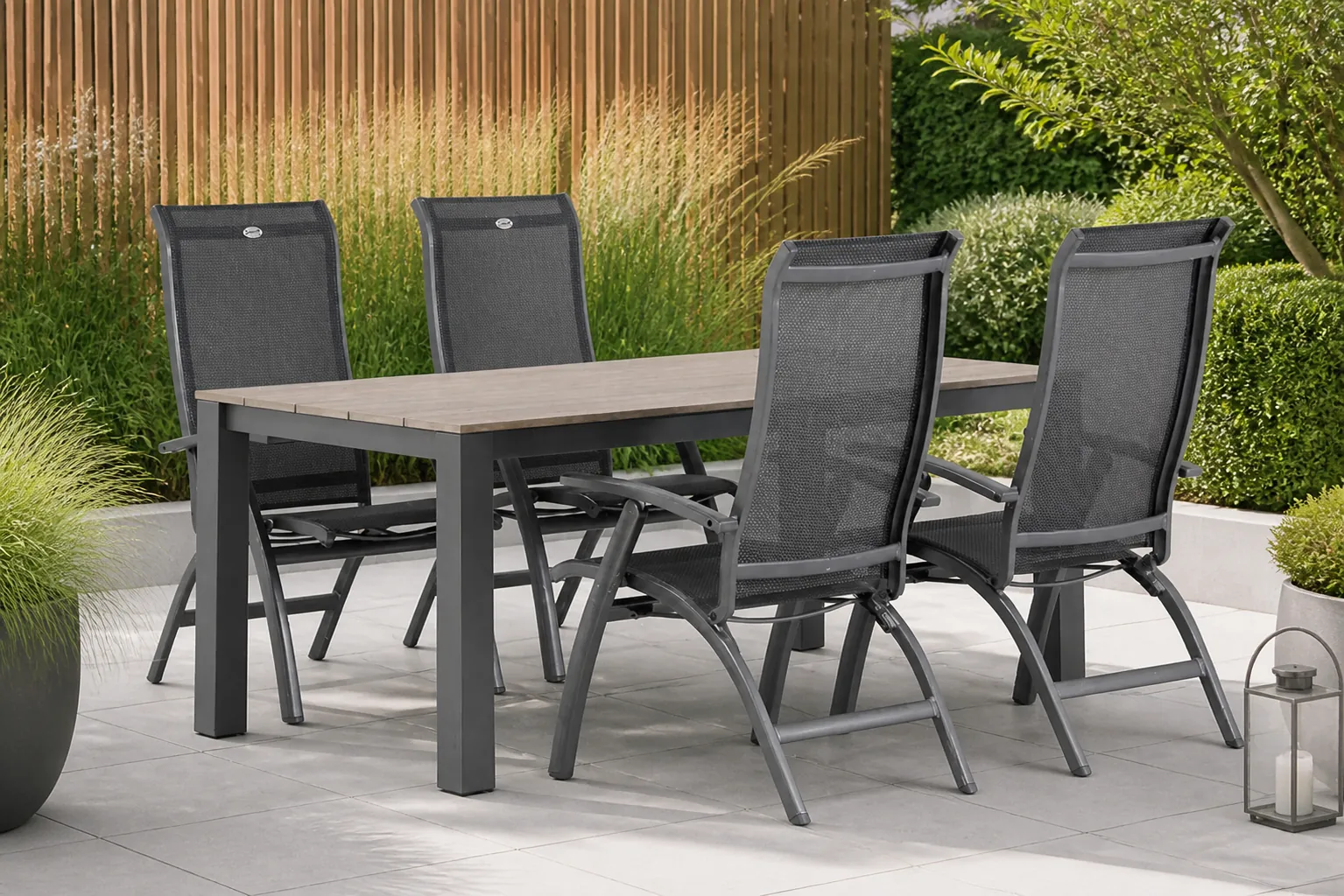 Sfeerfoto van Hartman Summerland/Valley 180 cm dining tuinset 5-delig – Grijs-antraciet
