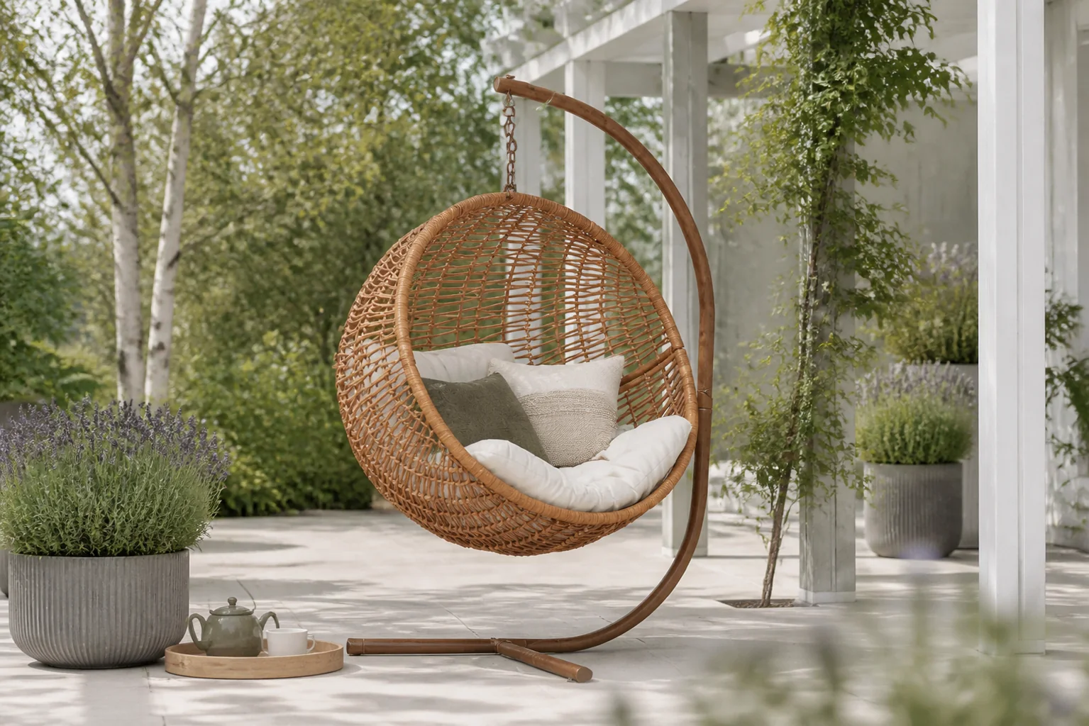 Sfeerfoto van Fonteyn | Hangstoel Yara | Beige