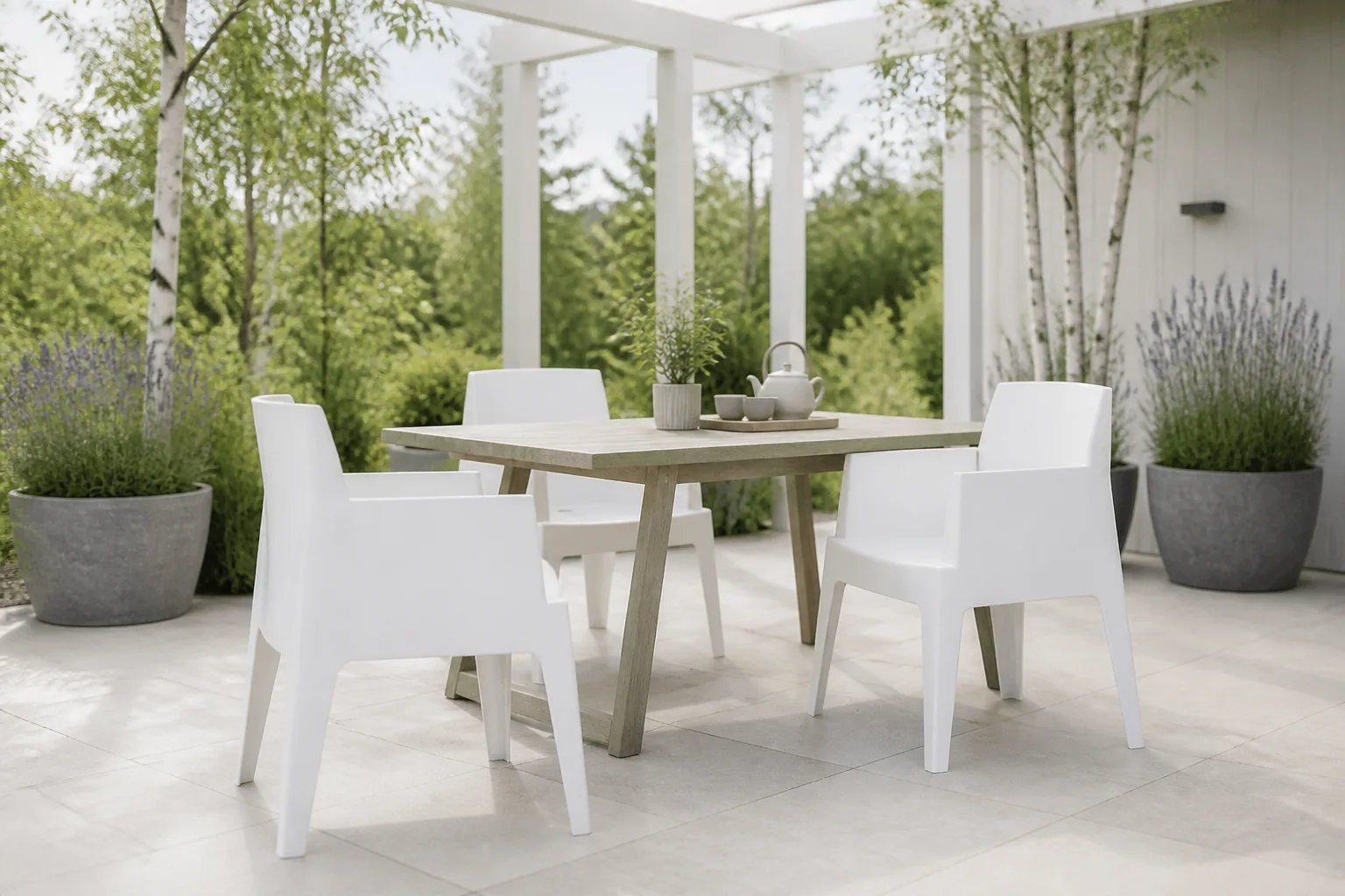 Sfeerfoto van Garden impressions Box Tuinstoel Wit 4 stuks tuinmeubel