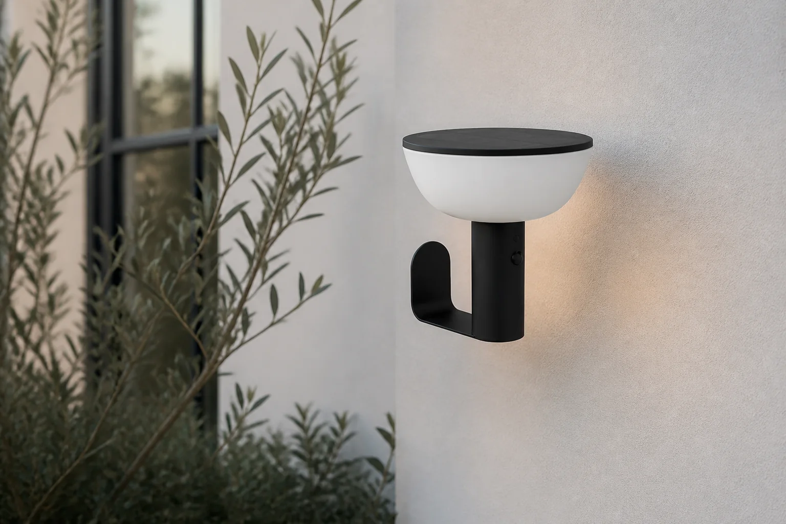 Sfeerfoto van Luxform wandlamp buiten Lawton – zwart