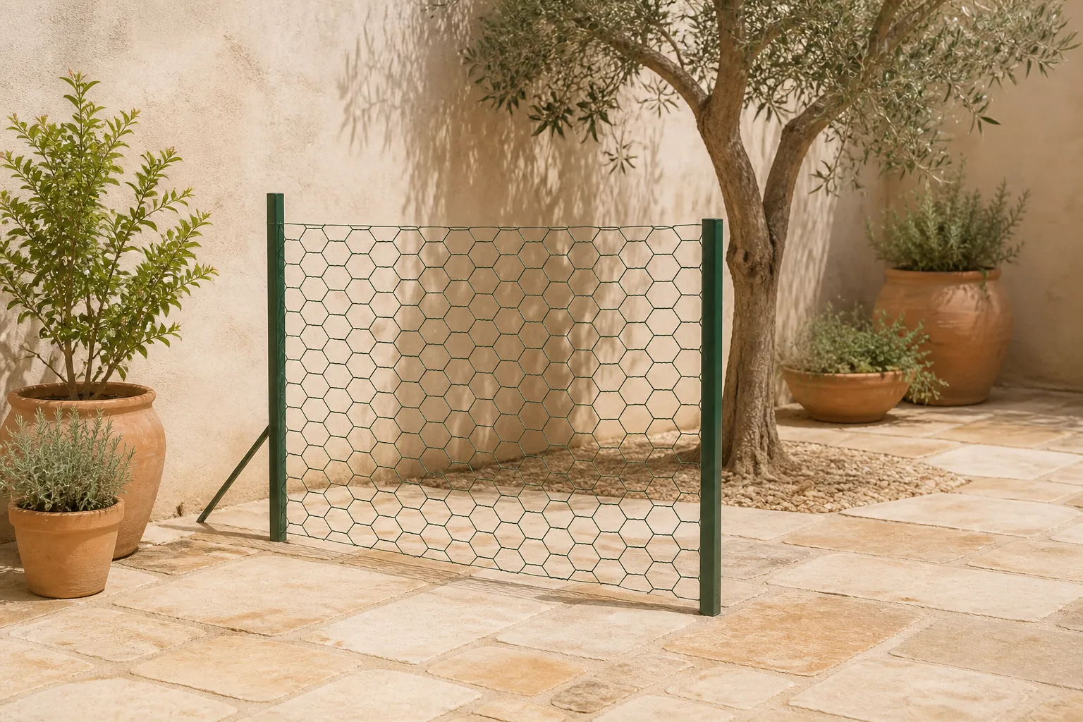 Sfeerfoto van Giardino Zeskant gepl. 25×1.0mm x 50cm x 2.5m ral 6005 groen
