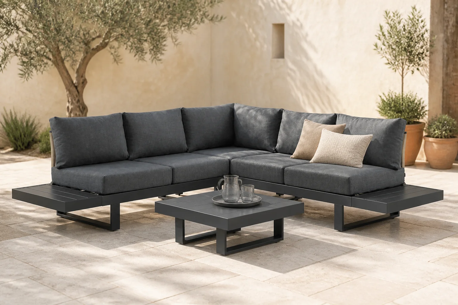 Sfeerfoto van Lifestyle Garden Furniture Lorenzo hoek loungeset 6-delig – Grijs-antraciet