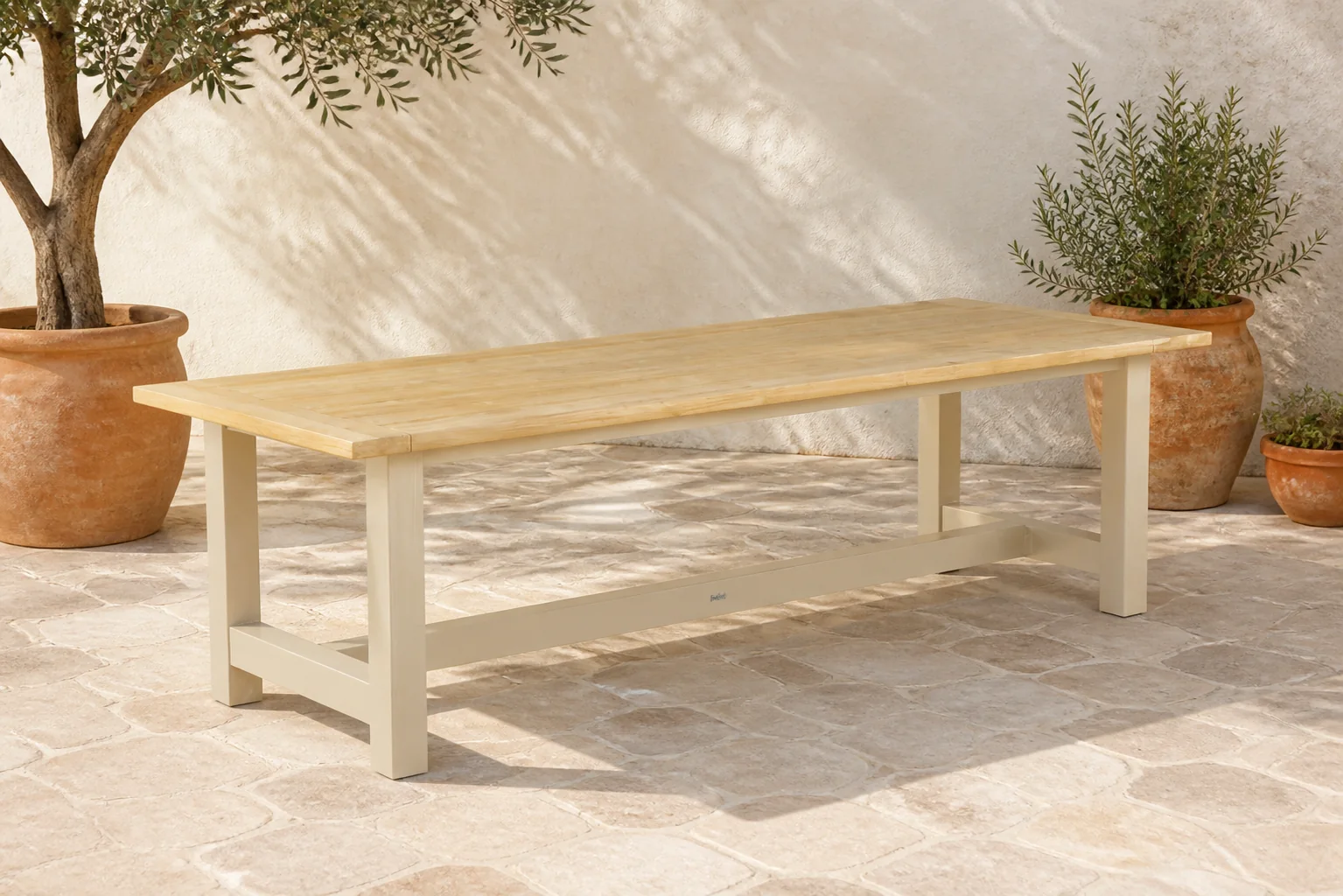 Sfeerfoto van Lifestyle Garden Furniture San Francisco dining tuintafel 260 x 100 cm – Taupe-naturel-bruin