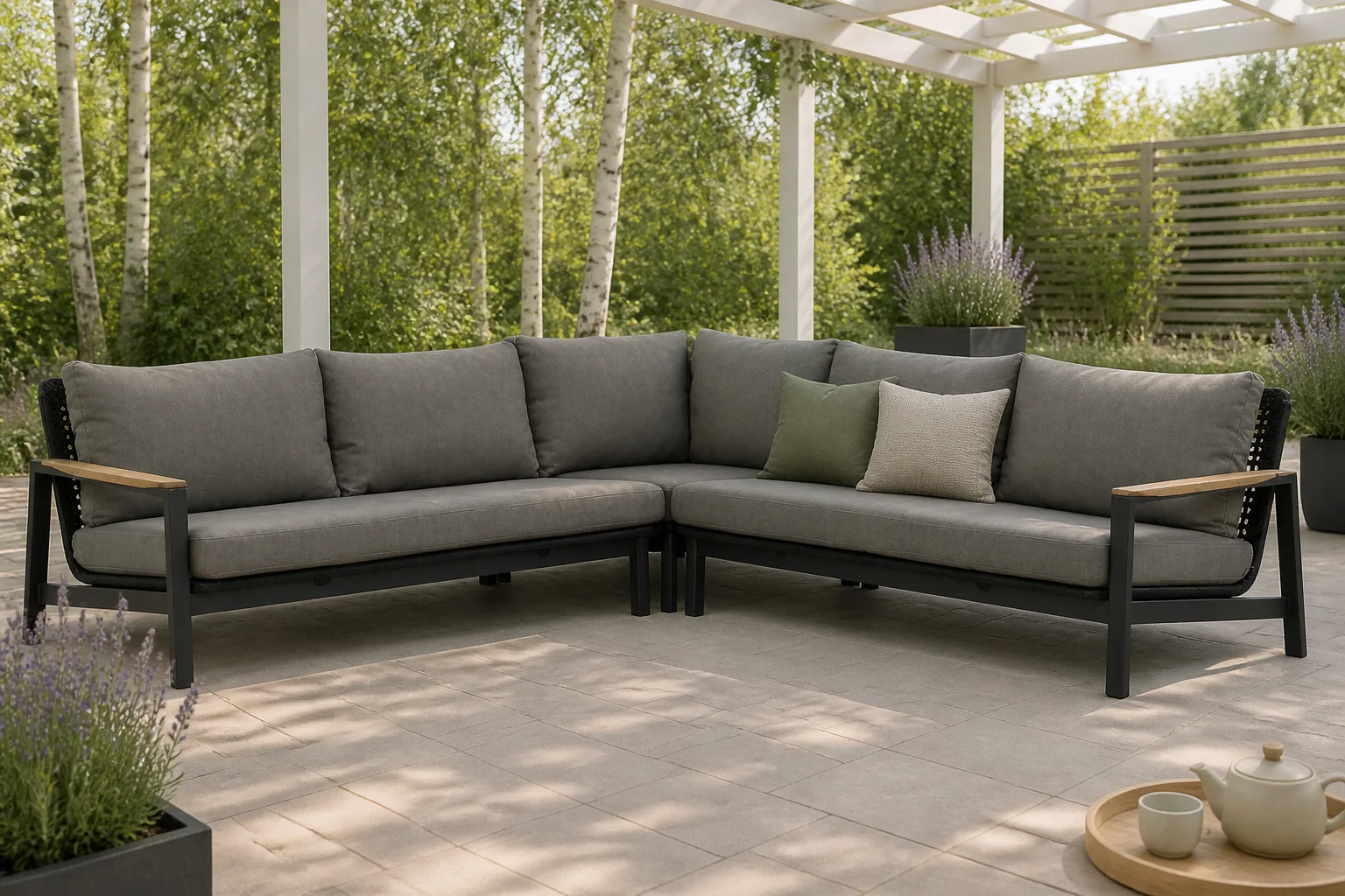 Sfeerfoto van Coco Ralph hoek loungeset 3-delig – Grijs-antraciet