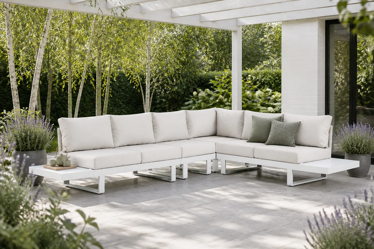 Sfeerfoto van Lifestyle Garden Furniture Lorenzo hoek loungeset 6-delig – Wit