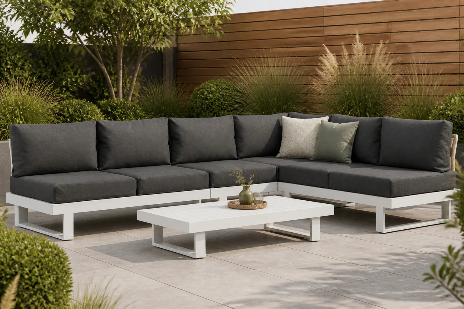 Sfeerfoto van Lifestyle Garden Furniture Lorenzo hoek loungeset 5-delig – Wit