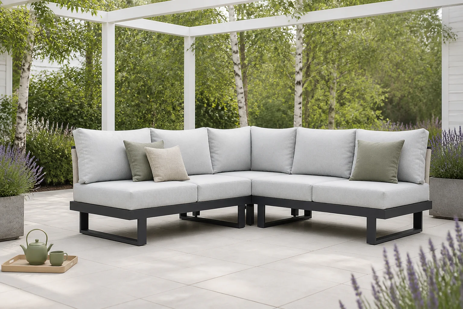 Sfeerfoto van Lifestyle Garden Furniture Lorenzo hoek loungeset 3-delig – Grijs-antraciet
