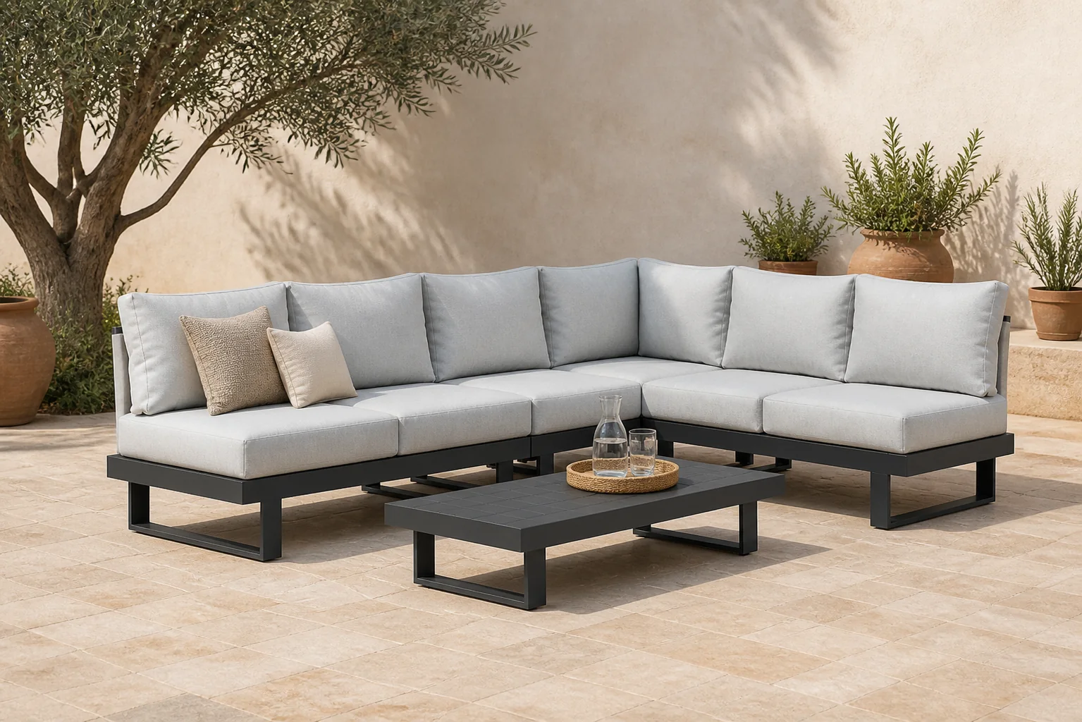 Sfeerfoto van Lifestyle Garden Furniture Lorenzo hoek loungeset 5-delig – Grijs-antraciet