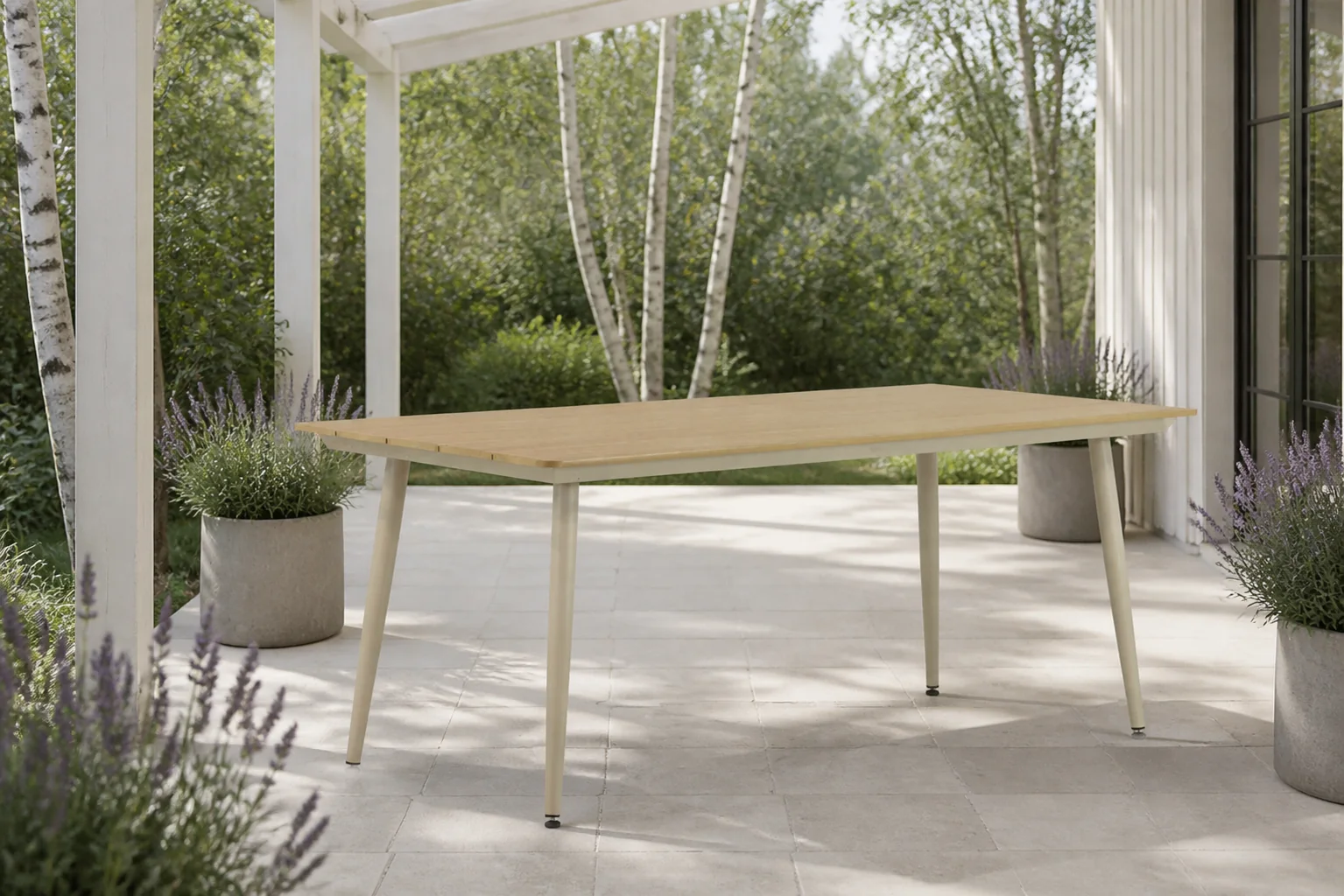 Sfeerfoto van Lifestyle Garden Furniture Matale dining tuintafel 180 x 92 cm – Taupe-naturel-bruin