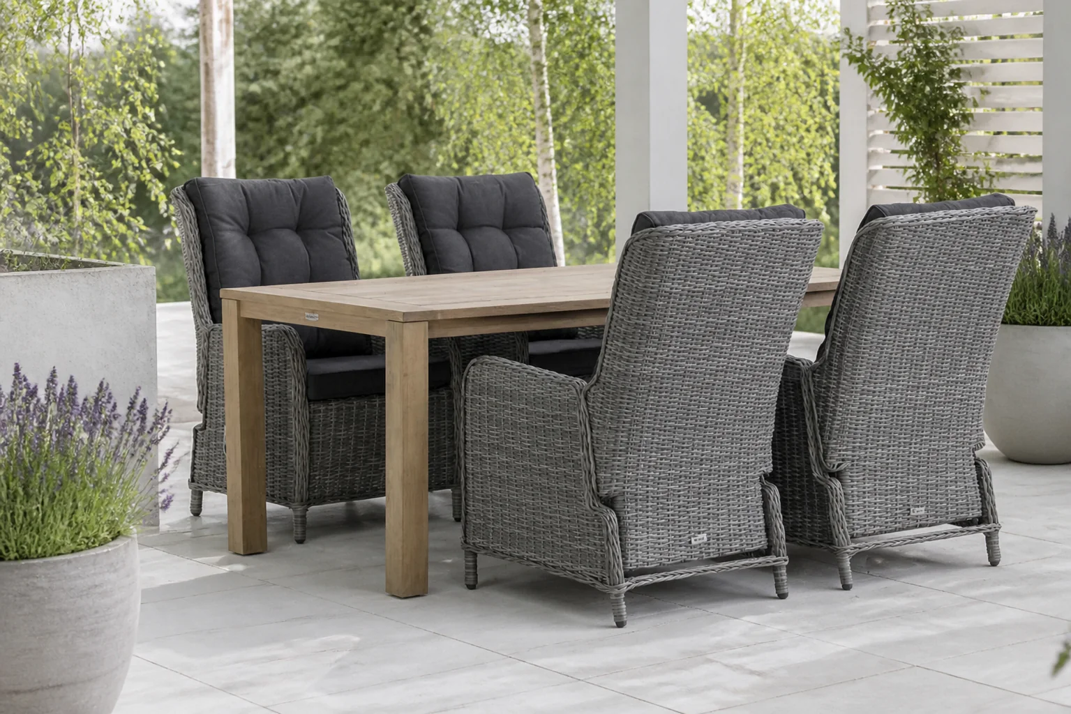 Sfeerfoto van Garden Collections Kingston/Bristol 180 cm dining tuinset 5-delig – Grijs-antraciet