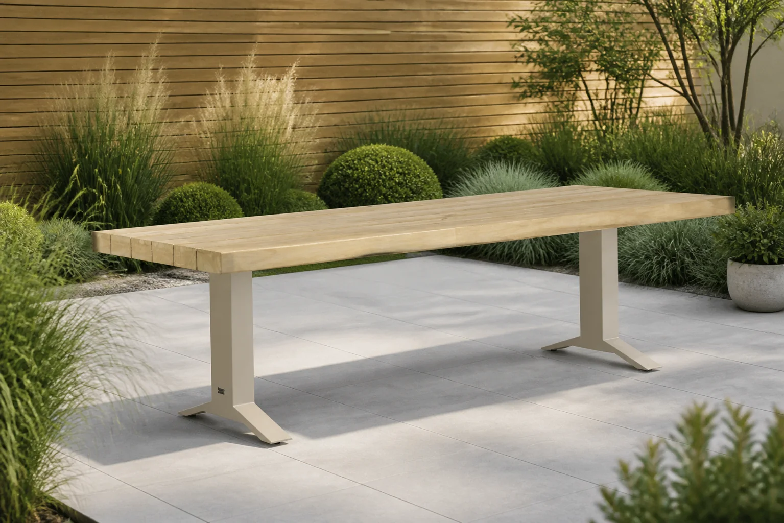 Sfeerfoto van Lifestyle Garden Furniture Santika Superior dining tuintafel 260 x 100 cm – Taupe-naturel-bruin