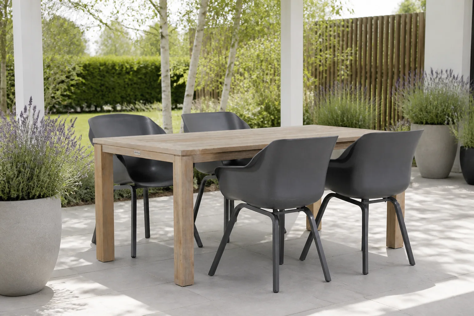Sfeerfoto van Hartman Sophie element/Bristol 180 cm dining tuinset 5-delig – Grijs-antraciet