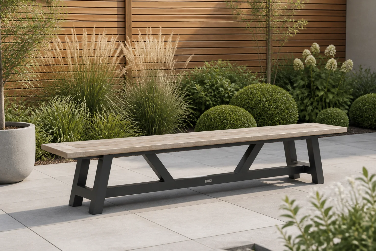 Sfeerfoto van Lifestyle Garden Furniture Trente picknickbank 260 cm – Grijs-antraciet