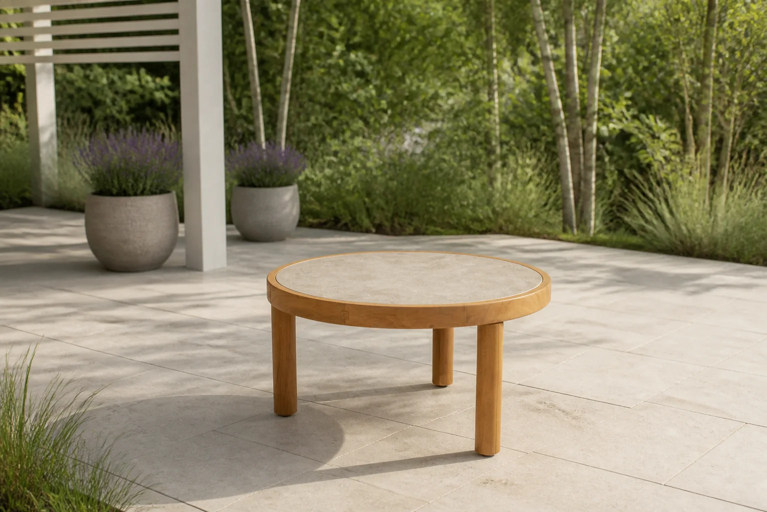Sfeerfoto van 4 Seasons Outdoor | Finn Koffietafel Ø63 cm | Sabbia Panna