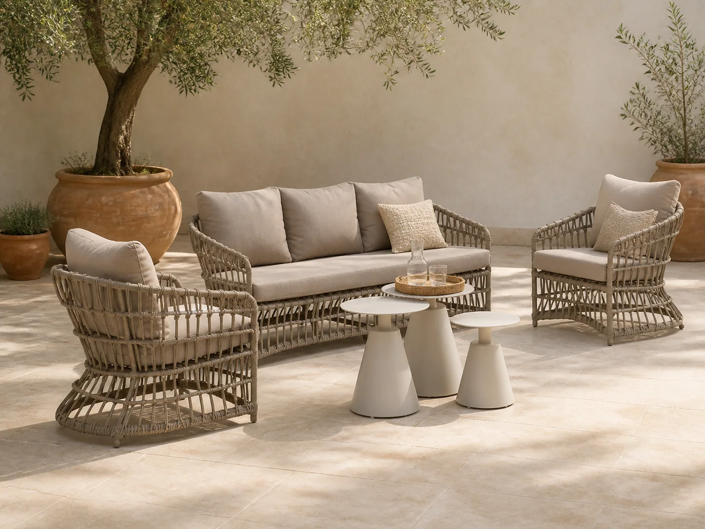 Sfeerfoto van Intenso Furniture Cameri/Tusa stoel-bank loungeset 6-delig – Taupe