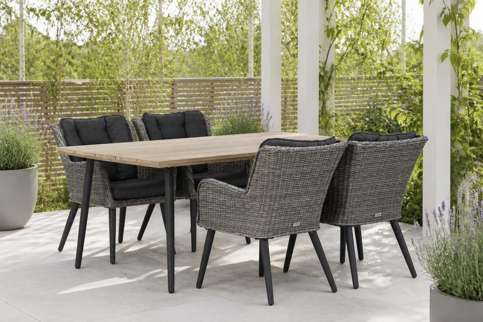 Sfeerfoto van Garden Collections Boston/Montana 180 cm dining tuinset 5-delig – Grijs-antraciet