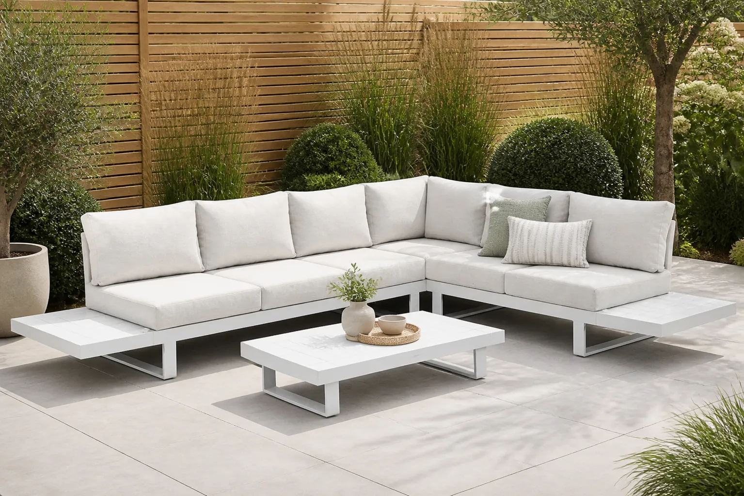 Sfeerfoto van Lifestyle Garden Furniture Lorenzo hoek loungeset 7-delig – Wit