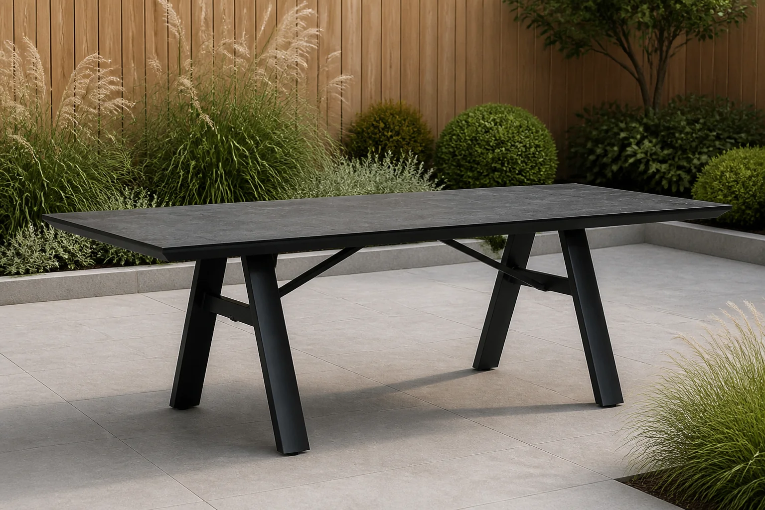 Sfeerfoto van Lifestyle Monza dining tuintafel 230×100 cm – Grijs-antraciet