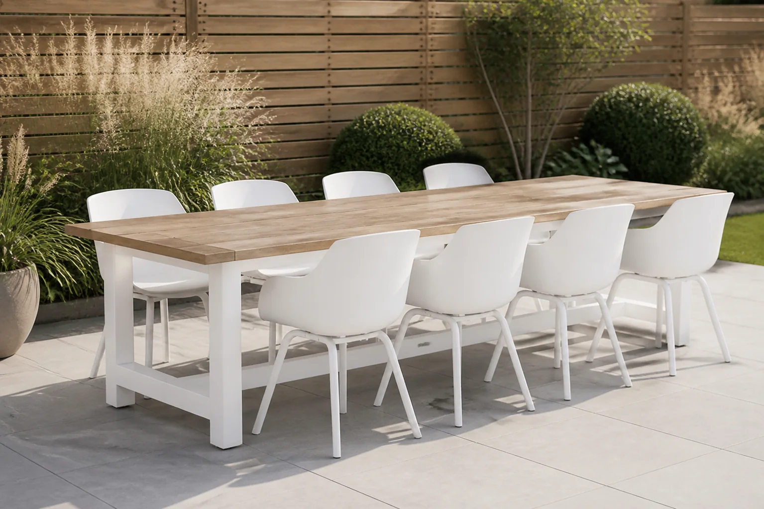 Sfeerfoto van Lifestyle Garden Furniture Salina/Los Angeles 300 cm dining tuinset 9-delig – Wit