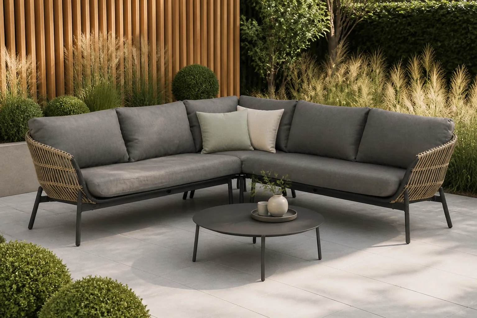 Sfeerfoto van Coco Nathan/Pacific 100 cm hoek loungeset 4-delig – Taupe-naturel-bruin