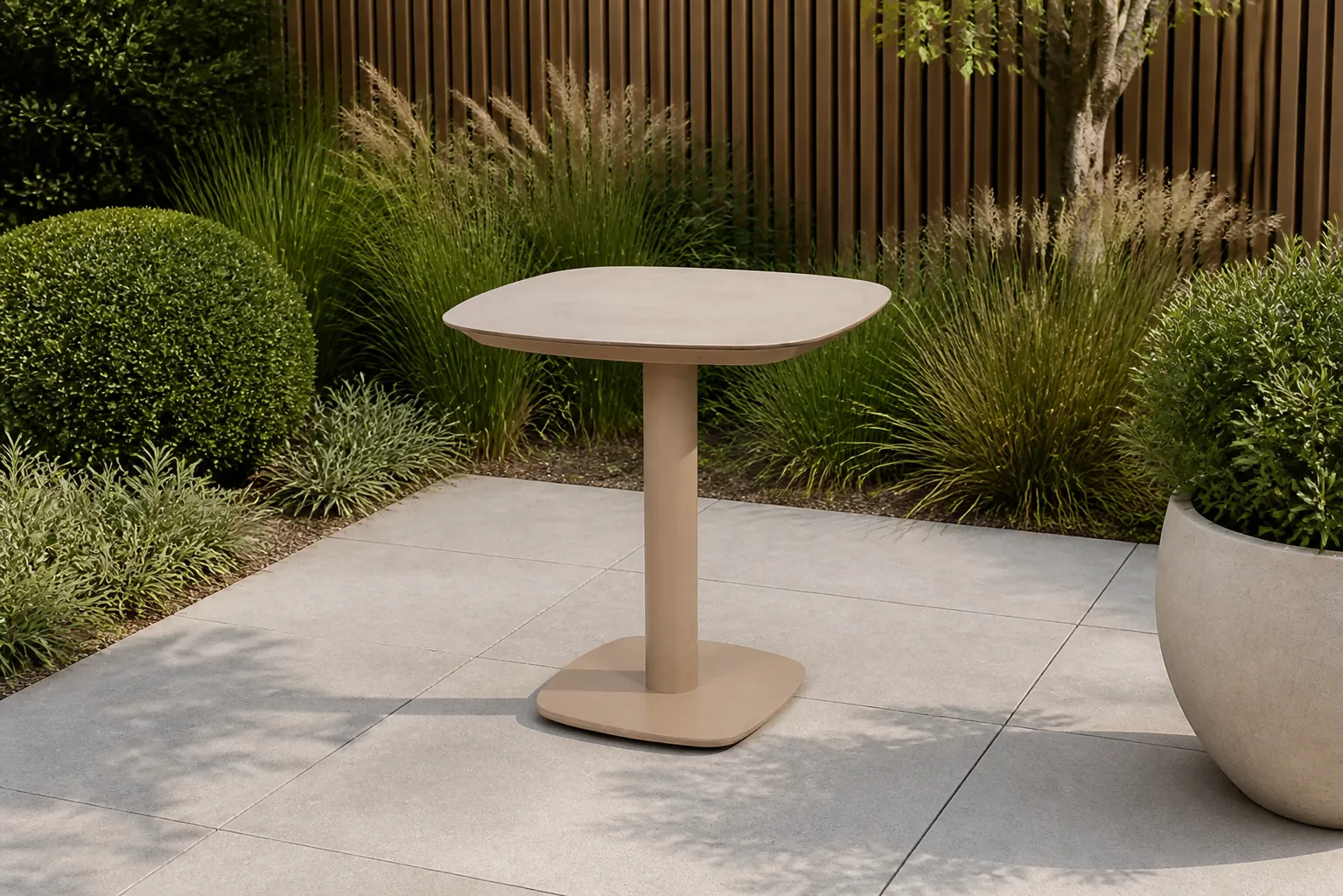 Sfeerfoto van 4so Taste Manolo dining tafel keramiek print latte 75 x 75 cm – bruin