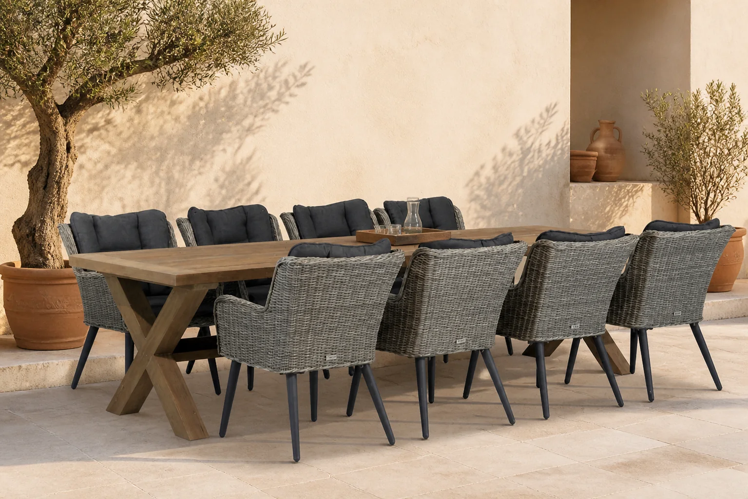 Sfeerfoto van Garden Collections Boston/Oregon 300 cm dining tuinset 9-delig – Grijs-antraciet