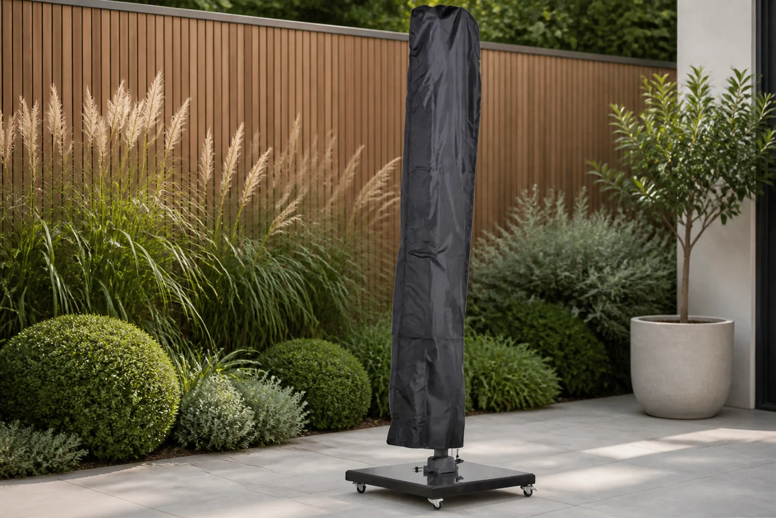 Sfeerfoto van Outdoor Cover Zweefparasolhoes XL – Grijs-antraciet