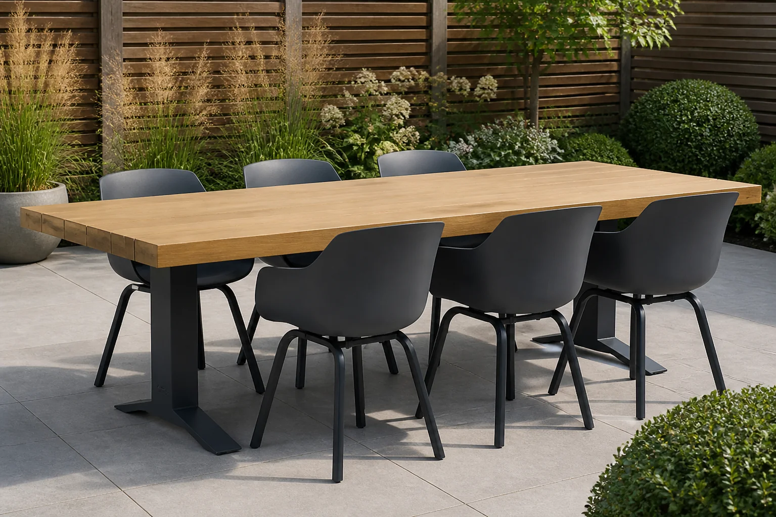 Sfeerfoto van Lifestyle Garden Furniture Salina/Superior 260 cm dining tuinset 7-delig – Grijs-antraciet