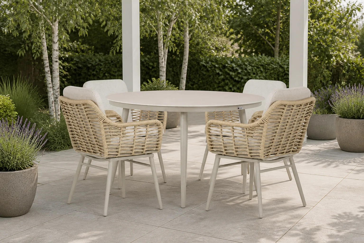 Sfeerfoto van Coco Antoni/Vienna 120 cm dining tuinset 5-delig – Taupe-naturel-bruin