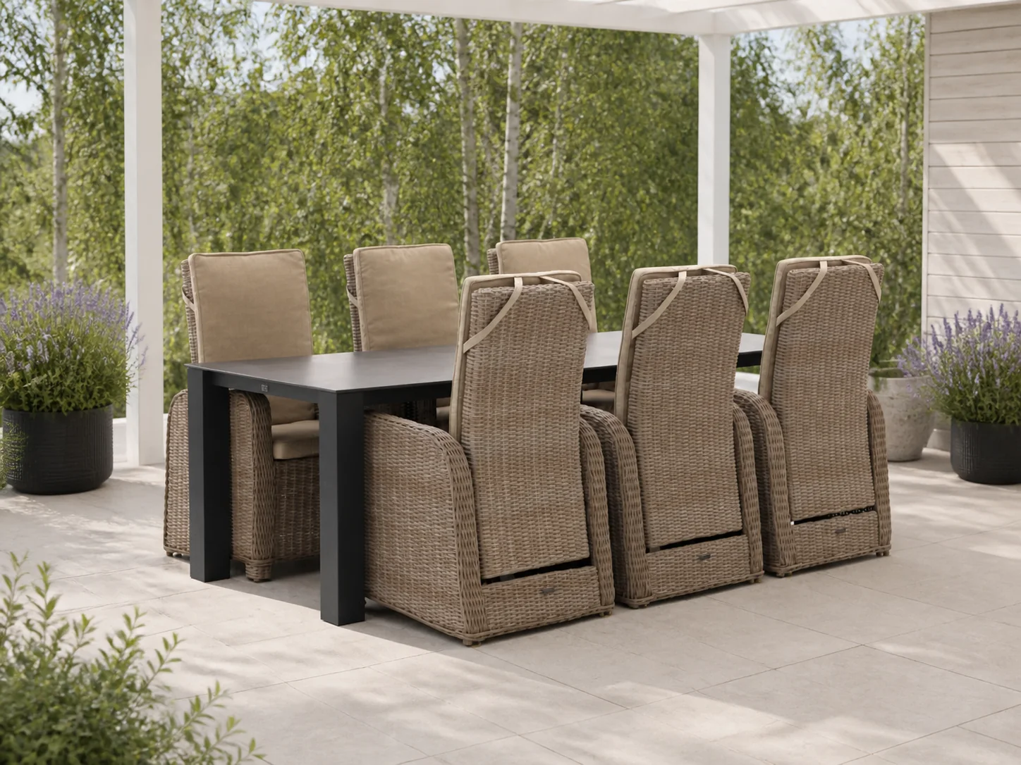 Sfeerfoto van Intenso Furniture Umbria/Lagundo 230cm dining tuinset 7-delig verstelbaar – Taupe