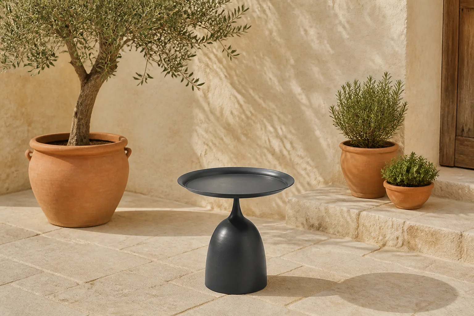 Sfeerfoto van Garden impressions Mioala Bijzettafel Carbon Black dia. 50xH48 cm – grijs