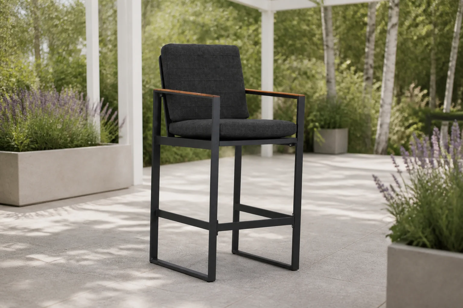 Sfeerfoto van Santika Furniture Soray barstoel antraciet – Grijs-antraciet