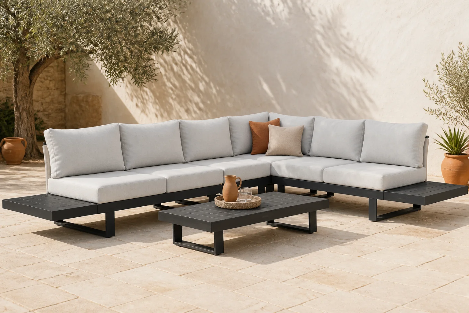 Sfeerfoto van Lifestyle Garden Furniture Lorenzo hoek loungeset 7-delig – Grijs-antraciet