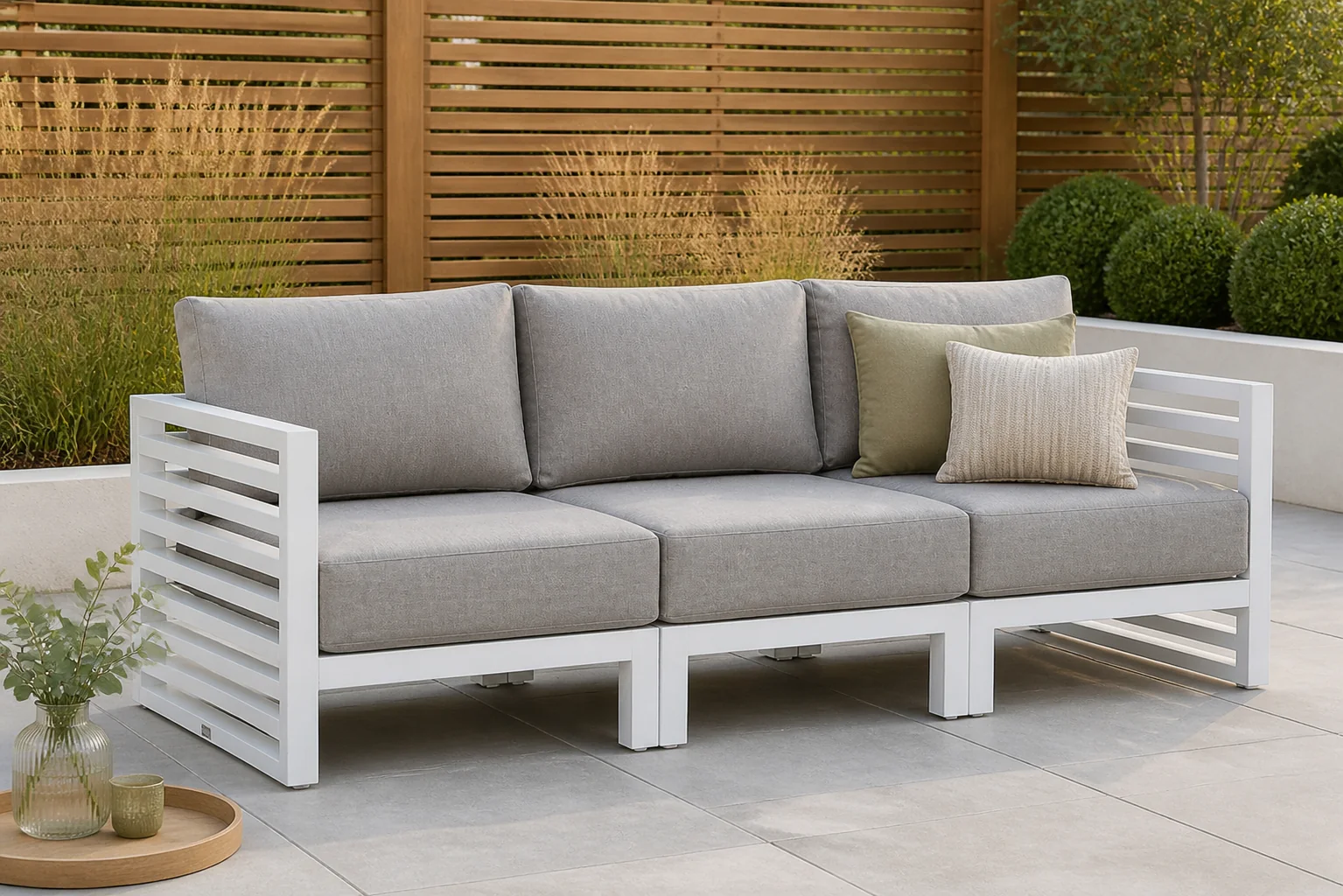 Sfeerfoto van Santika Furniture Jaya lounge tuinbank 3-delig – Wit