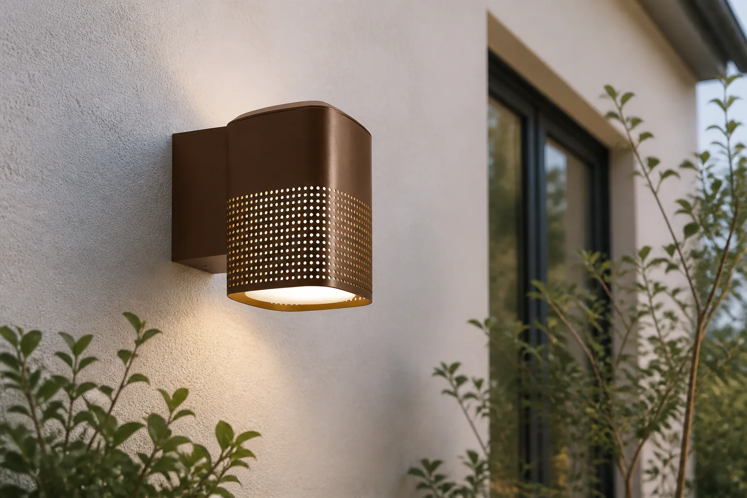 Sfeerfoto van Nordlux wandlamp Sidara 230 V – bruin