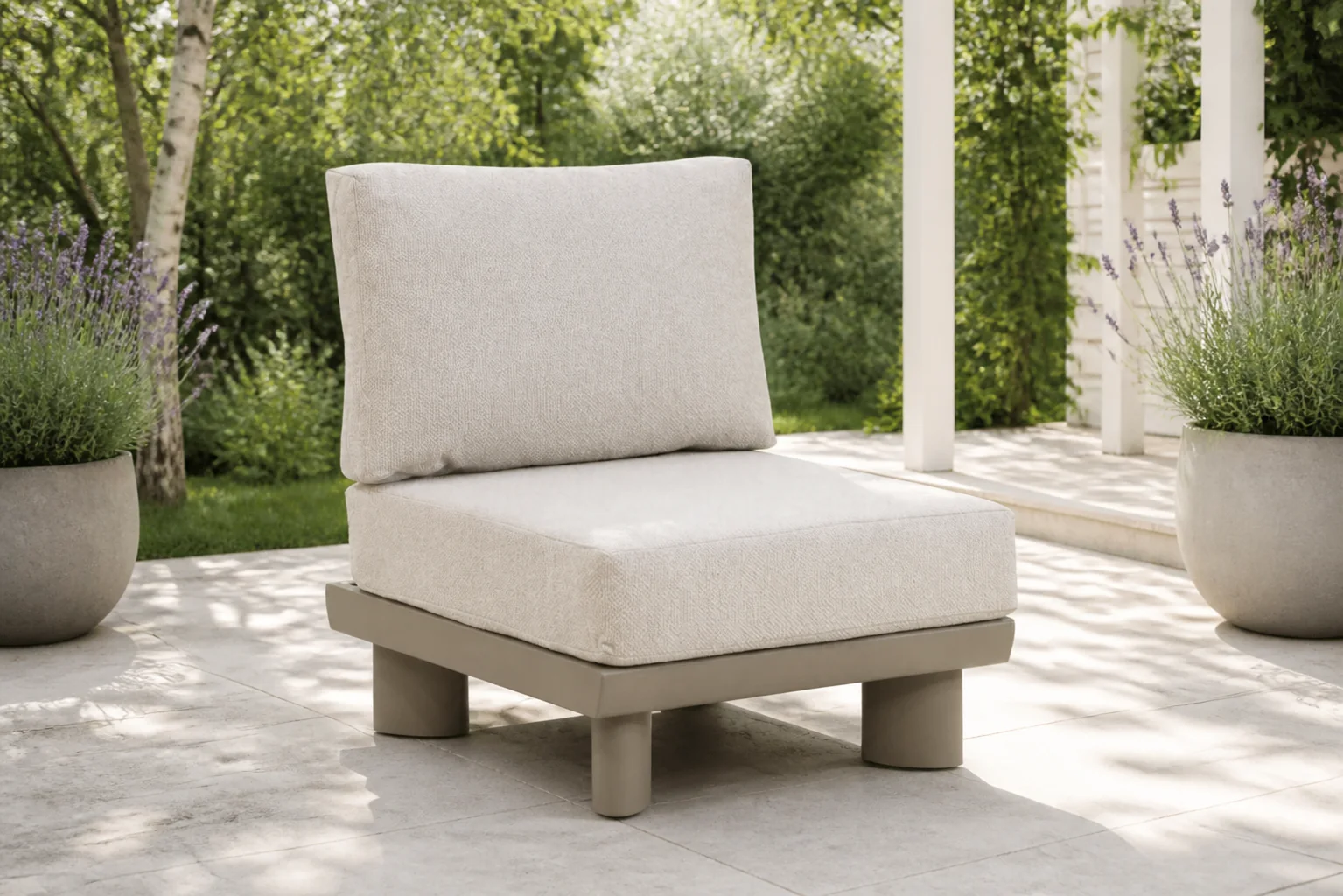 Sfeerfoto van Santika Furniture Guss midden module – Taupe-naturel-bruin