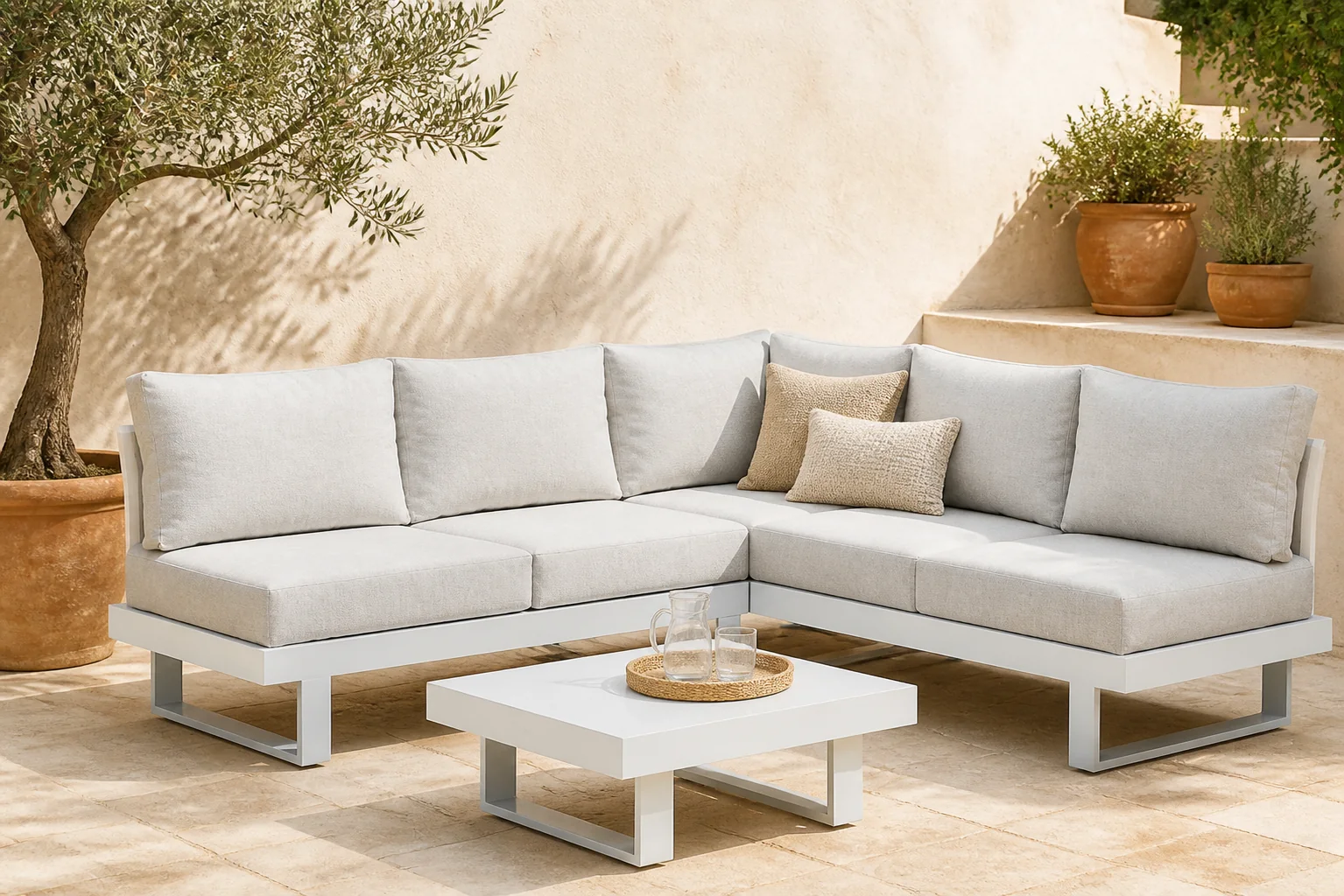Sfeerfoto van Lifestyle Garden Furniture Lorenzo hoek loungeset 4-delig – Wit