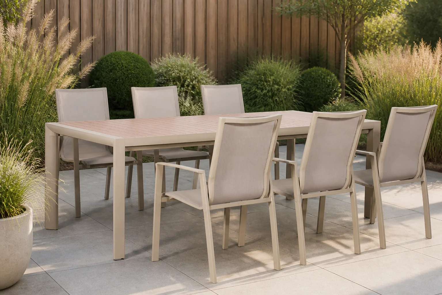 Sfeerfoto van Lifestyle Garden Furniture Ultimate/Allungo dining tuinset 7-delig – Zand/Beige