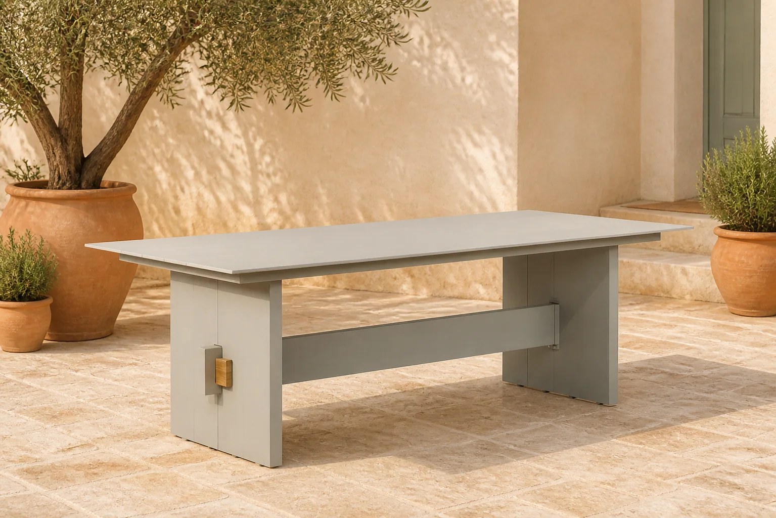 Sfeerfoto van Osmen Casbranka dining tuintafel 240 x 107 cm – Zand/Beige