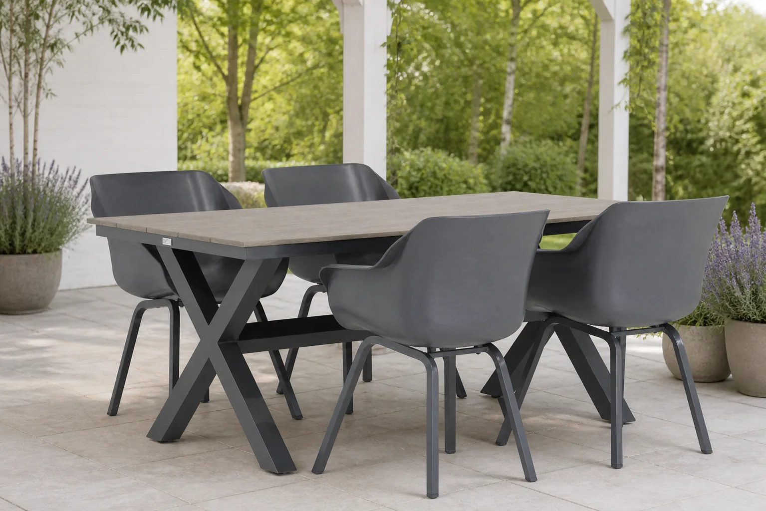 Sfeerfoto van Hartman Sophie element/Forest 180 cm dining tuinset 5-delig – Grijs-antraciet