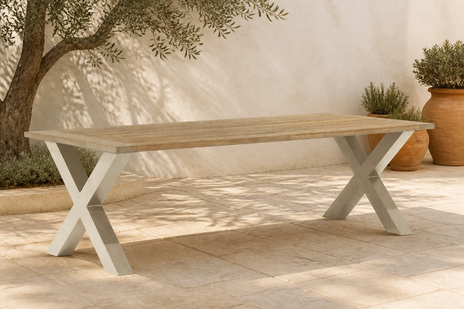 Sfeerfoto van Lifestyle Garden Furniture Cardiff dining tuintafel 240 x 100 cm – Taupe-naturel-bruin