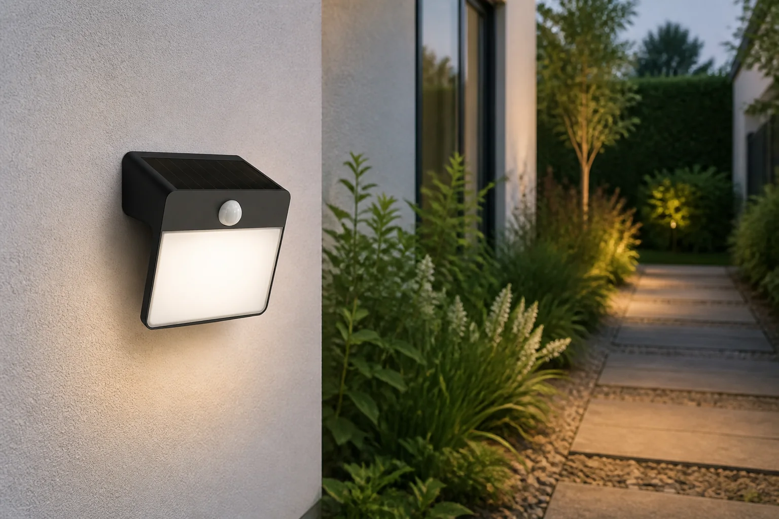 Sfeerfoto van Philips Yarixa basic solar wall verlichting – wit