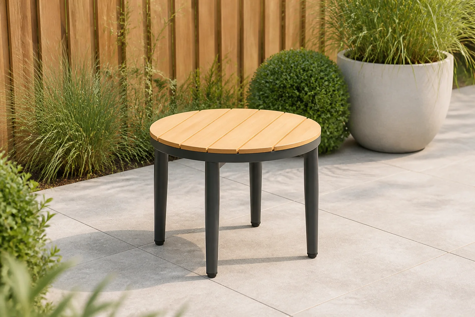 Sfeerfoto van Coco Toscane loungetafel ø 50 cm – Grijs-antraciet