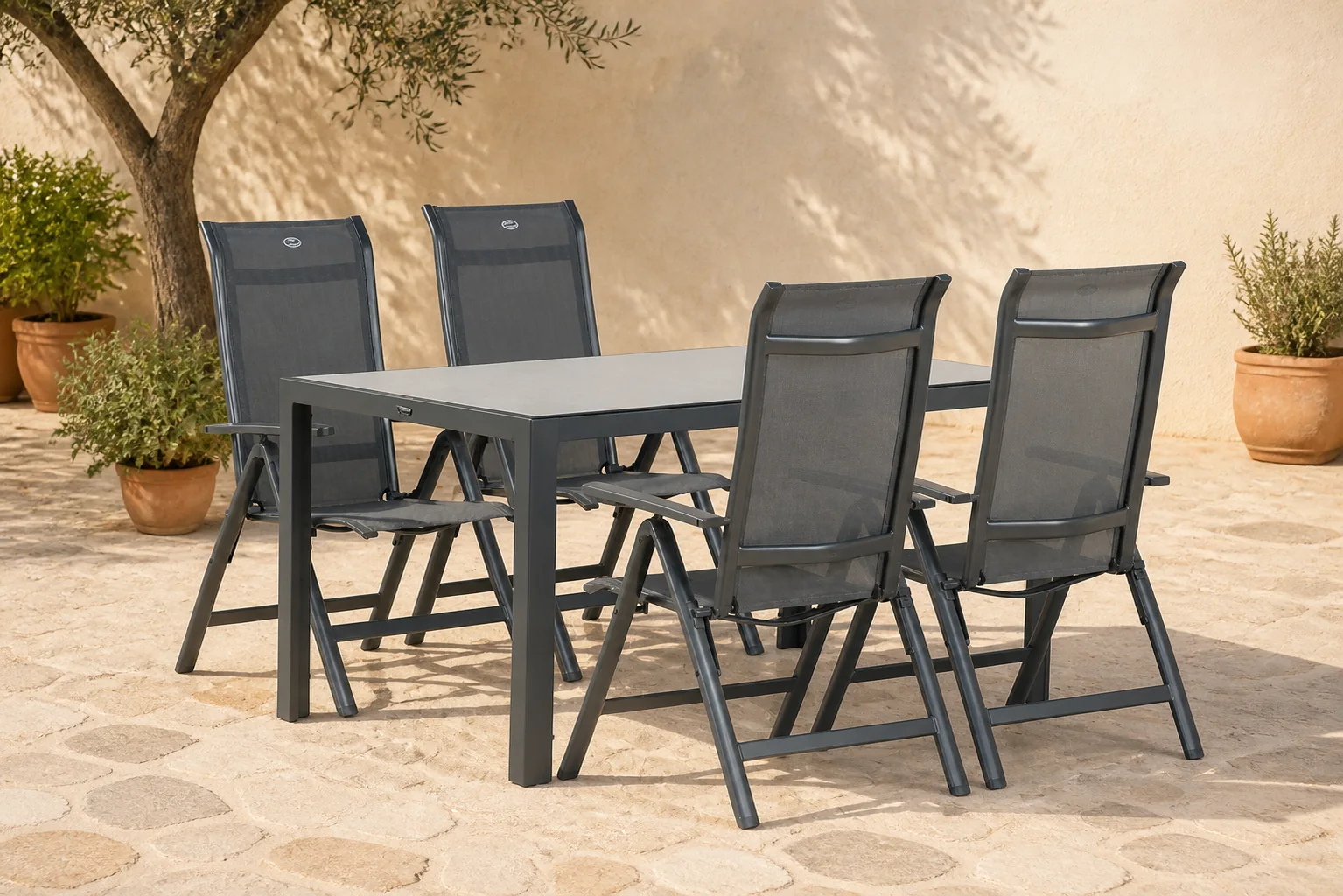 Sfeerfoto van Hartman Alice/Venustas 150 cm dining tuinset 5-delig – Grijs-antraciet