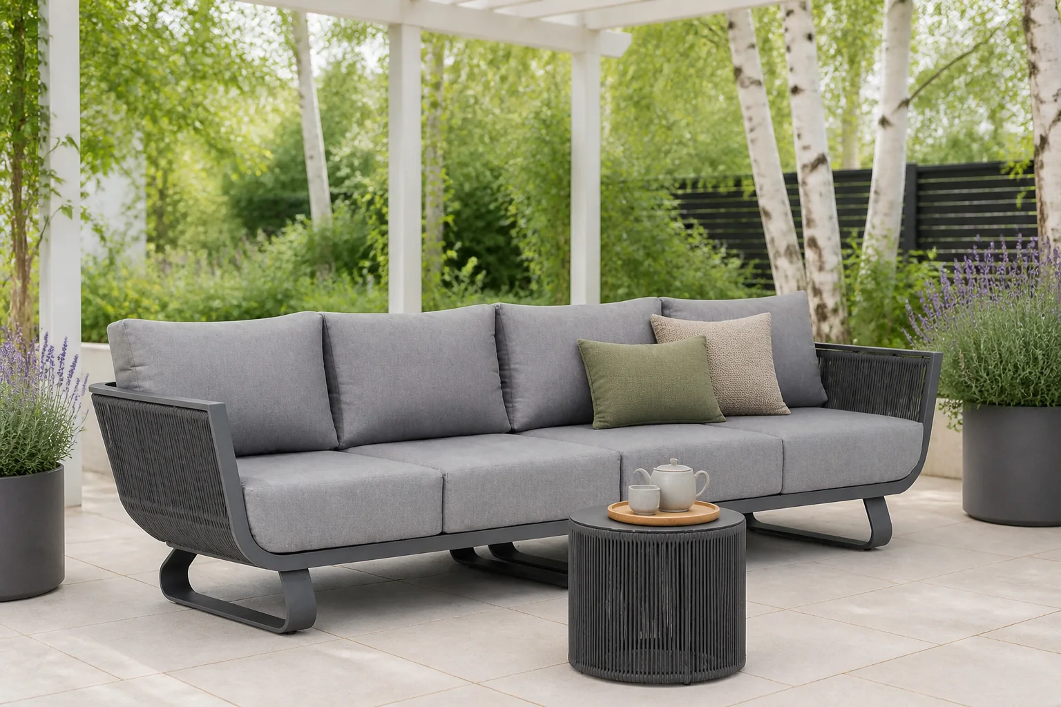 Sfeerfoto van Santika Furniture Corniche loungebank 3-delig – Transparant